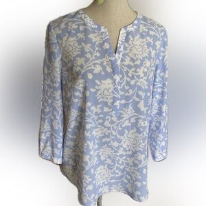 Talbots Floral Blue and White Women's Top